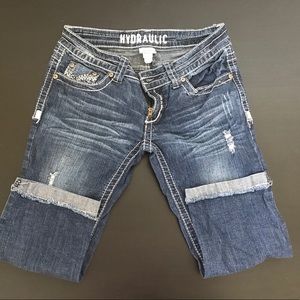 Hydraulic denim capris